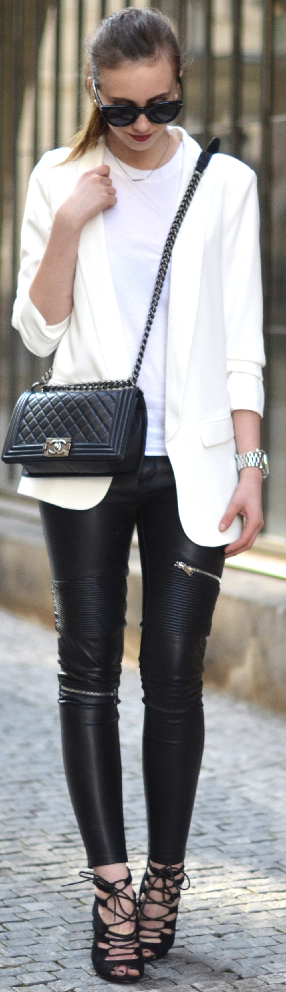 black leather trousers outfit